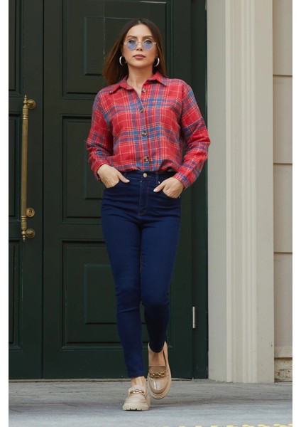 Kadın Slim Fit Kot Pantolon Koyu Lacivert ZN5111