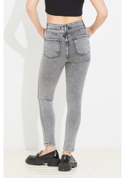 Kadın Slim Fit Kot Pantolon Gri ZN5111