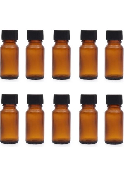 JUNİBELİW 10 Adet 30 ml Amber Mini Cam Şişe Çok Amaçlı Plastik Kapaklı Shot Şişesi 10X30 ml