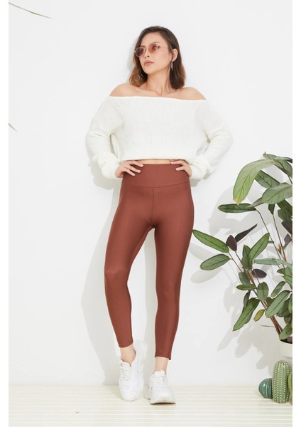 Kadın Yüksek Bel Esnek Spor Tayt Kahve ZN5121 fiyatları