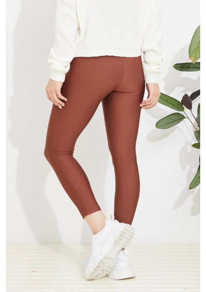 Kadın Yüksek Bel Esnek Spor Tayt Kahve ZN5121 indirimleri