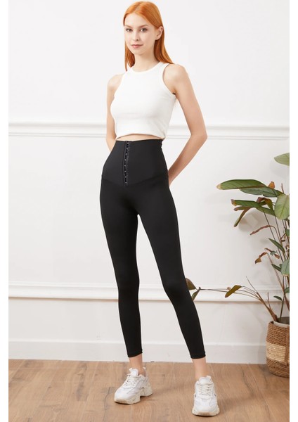 Kadın Yüksek Bel Agraflı Tayt Siyah ZN5120 fiyatları