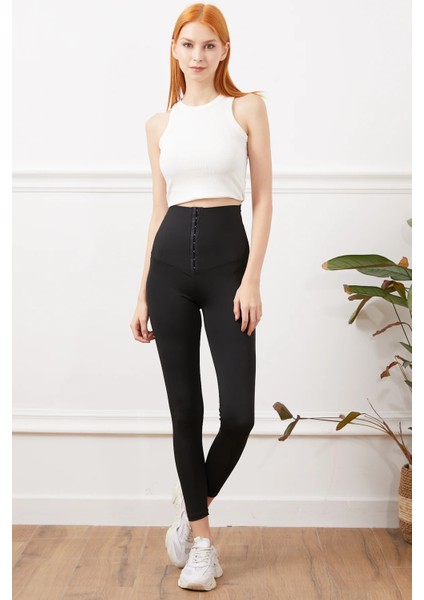 Kadın Yüksek Bel Agraflı Tayt Siyah ZN5120 indirimleri