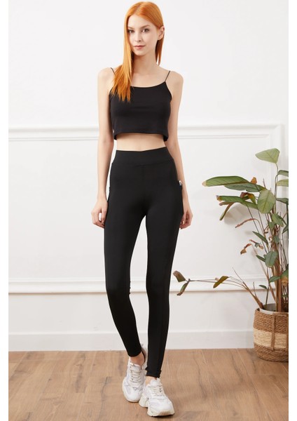 Kadın Cepli Fosfor Detaylı Tayt Siyah ZN5054 indirimleri