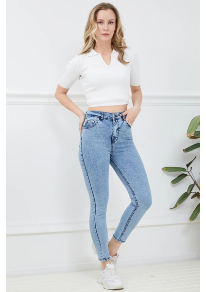 Kadın Slim Fit Kot Pantolon Mavi ZN5111