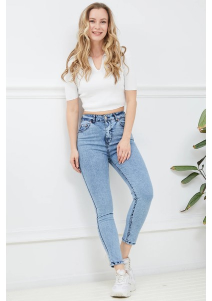 Kadın Slim Fit Kot Pantolon Mavi ZN5111