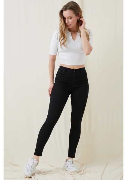Kadın Dar Paça Kot Pantolon Siyah ZN5067