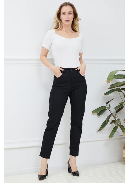 Kadın Boyfriend Kot Pantolon Siyah ZN5050