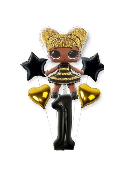 Lisanslı Queen Bee Lol Bebek Balon Siyah Rakam Balon Seti Lol Surprise Siyah Rakam Balon