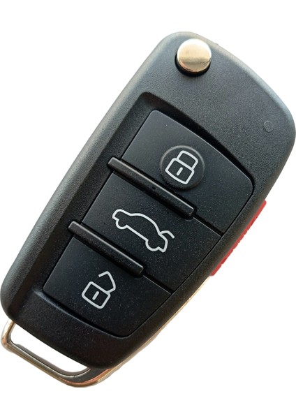 Audi A1 A3 A4 A6 Uyumlu Anahtar Kabı Kumanda Kabı Oto Anahtarlık 3+1 Panik Buton Logolu