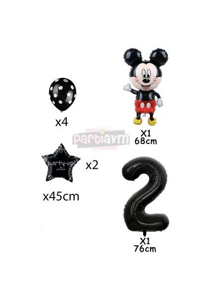 Siyah Rakam Balonlu Mickey Mouse Siyah Balon Seti Mini Fare Temalı fiyatları