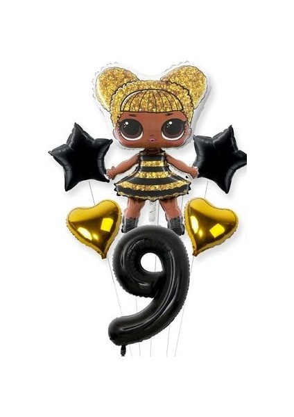 Lisanslı Queen Bee Lol Bebek Balon Siyah Rakam Balon Seti Lol Surprise Siyah Rakam Balon