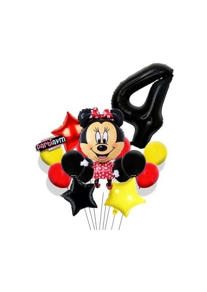 Siyah Rakam Balonlu Mini Fare Balon Set Minnie Mouse Balon Set