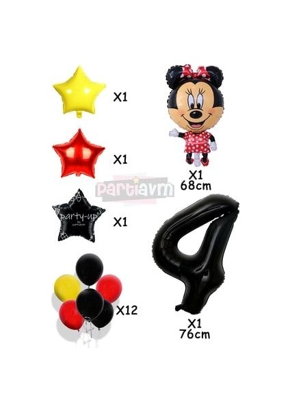 Siyah Rakam Balonlu Mini Fare Balon Set Minnie Mouse Balon Set fiyatları