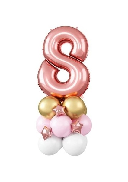 Rose Tema Rakam Balon Karşılama Seti Yaş Balonlu Sütun Seti (Kolay Kurulum Videolu Anlatım)