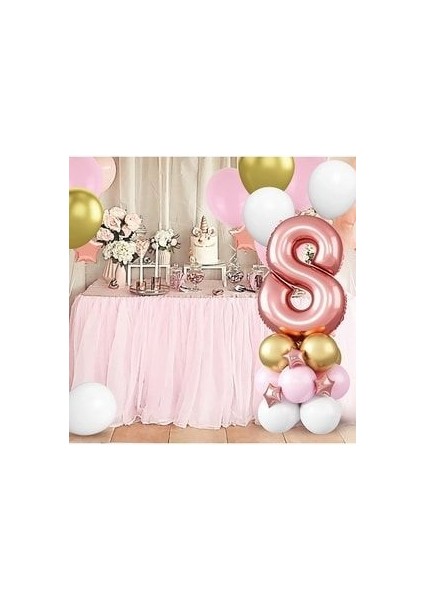 Rose Tema Rakam Balon Karşılama Seti Yaş Balonlu Sütun Seti (Kolay Kurulum Videolu Anlatım) modelleri