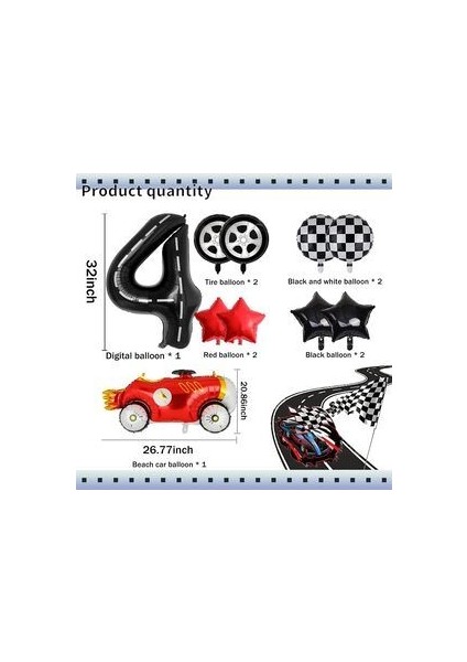 Vintage Race Car Siyah Yaş Rakam Balonlu Set Yarış Arabası Doğum Günü Kırmızı 10'lu Balon Set fiyatları