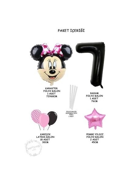 Siyah Rakam Balonlu Mini Fare Balon Set Minnie Mouse Balon Set fiyatları