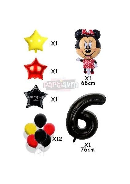 Siyah Rakam Balonlu Mini Fare Balon Set Minnie Mouse Balon Set fiyatları