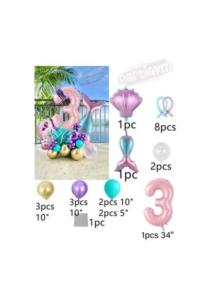 Deniz Kızı Balon Buketi Pembe Rakam Balon fiyatları