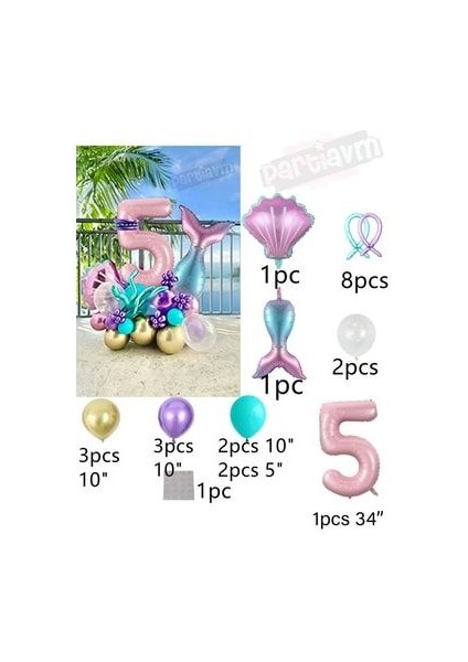 Deniz Kızı Balon Buketi Pembe Rakam Balon fiyatları