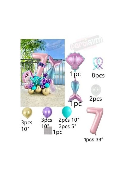 Deniz Kızı Balon Buketi Pembe Rakam Balon fiyatları
