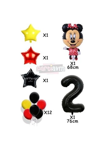Siyah Rakam Balonlu Mini Fare Balon Set Minnie Mouse Balon Set fiyatları