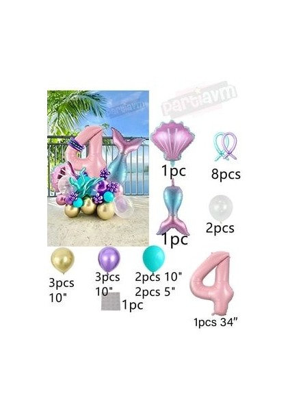Deniz Kızı Balon Buketi Pembe Rakam Balon fiyatları