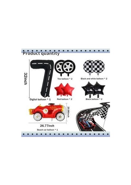 Vintage Race Car Siyah Yaş Rakam Balonlu Set Yarış Arabası Doğum Günü Kırmızı 10'lu Balon Set fiyatları