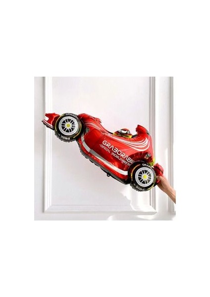 Beyaz Şeritli Siyah Rakam Balonlu Yarış Arabası Balon Seti, Racing Balon Tema F1 Arabalar modelleri