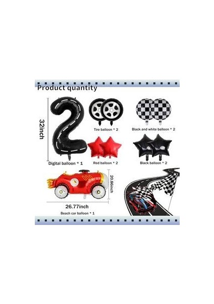 Vintage Race Car Siyah Yaş Rakam Balonlu Set Yarış Arabası Doğum Günü Kırmızı 10'lu Balon Set fiyatları