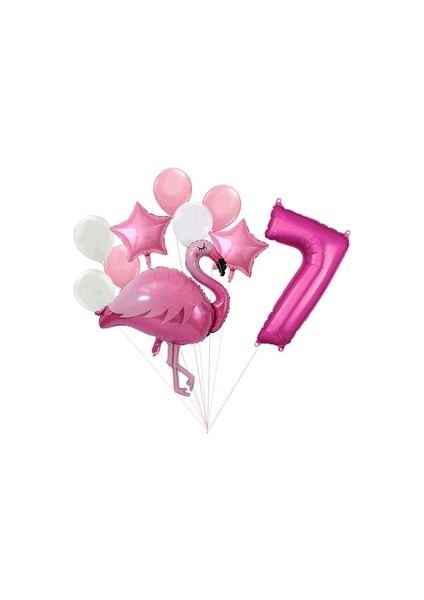 Flamingo Balon Fuşya Rakam Balon Pembe Beyaz Balon Buketi
