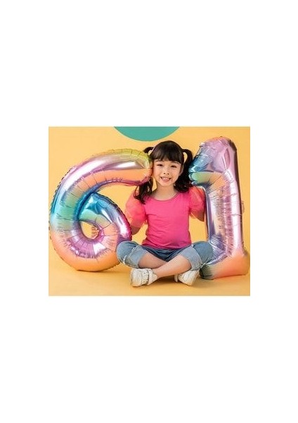 Rakam Balon Karşılama Seti 4 Yaş Gökkuşağı Renkleri Rakam Balon Altın Taçlı 4 Rakamlı Balon indirimleri