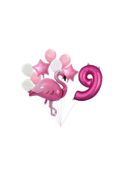 Flamingo Balon Fuşya Rakam Balon Pembe Beyaz Balon Buketi