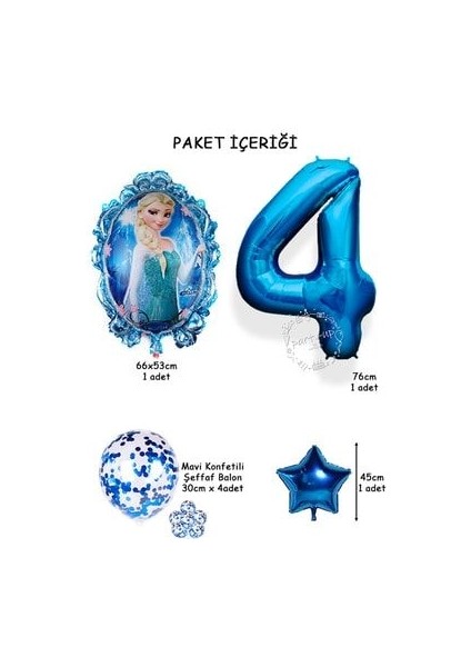 Frozen Elsa Mavi Rakamlı Balon Seti Konfetili Şeffaf Balonlu Karlar Kraliçesi Elsalı Balon Seti modelleri
