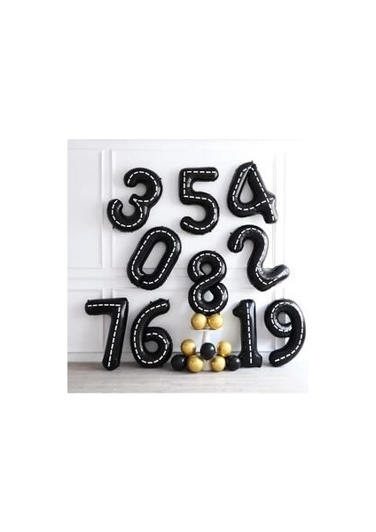 Siyah Rakam Balonlu Şimşek Mcqueen Balon Seti Arabalar (Cars) Konfetili Şeffaf Balon modelleri