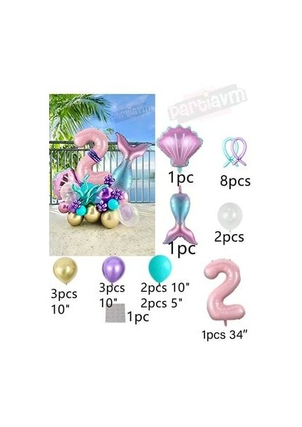 Deniz Kızı Balon Buketi Pembe Rakam Balon fiyatları