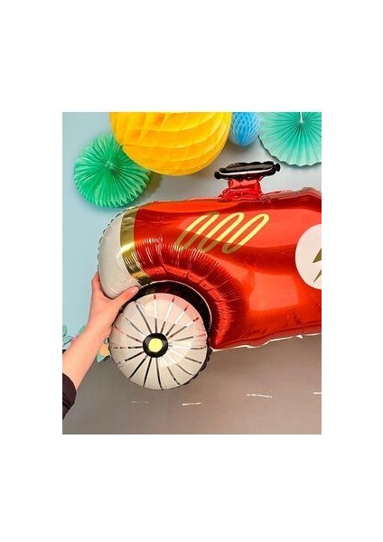 Vintage Race Car Siyah Yaş Rakam Balonlu Set Yarış Arabası Doğum Günü Kırmızı 10'lu Balon Set fırsatları
