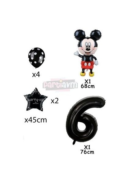 Siyah Rakam Balonlu Mickey Mouse Siyah Balon Seti Mini Fare Temalı fiyatları