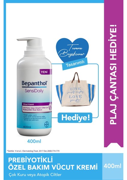 Sensidaily Pompalı Vücut Kremi 400 ml & Tuvana Çanta Hediye