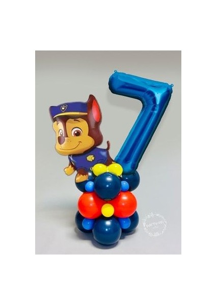 Mavi Rakam Balonlu Paw Patrol Karakterleri Balon Karşılama Seti Pençe Çetesi