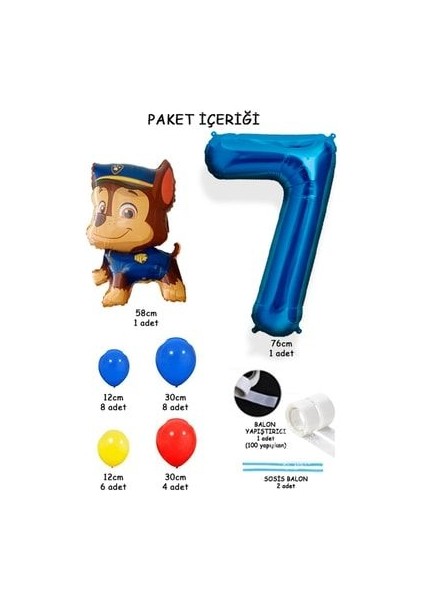 Mavi Rakam Balonlu Paw Patrol Karakterleri Balon Karşılama Seti Pençe Çetesi fiyatları
