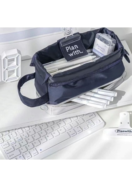 Katlanabilir Çift Katmanlı Kalem Çantası Öğrenci Kalem Çantası (Yurt Dışından)