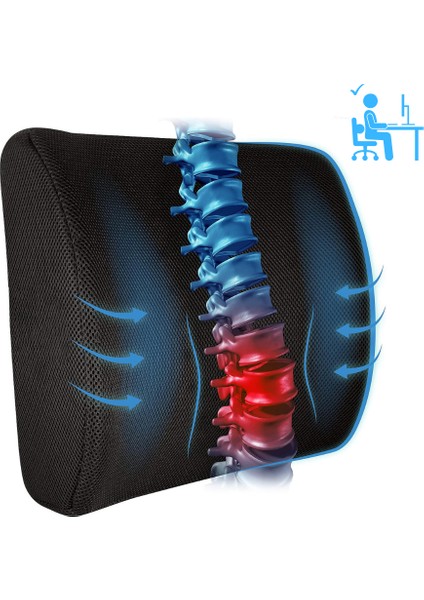 Visco Bel Destek Yastığı Memory Foam Dik Duruş Ortopedik Yastık Omurga Yastığı Ortopedik Sırt Destek Minderi