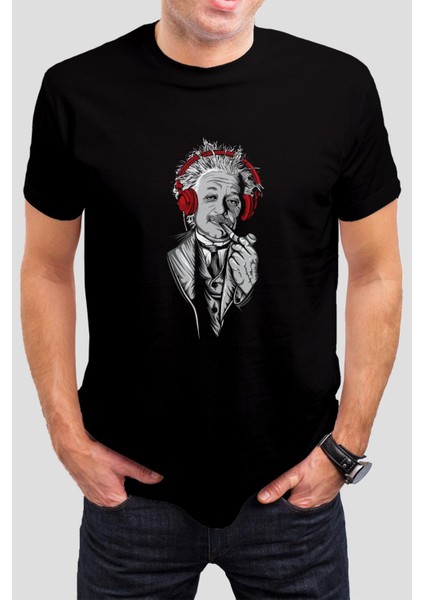 Einstein Baskılı Siyah Tişört C914