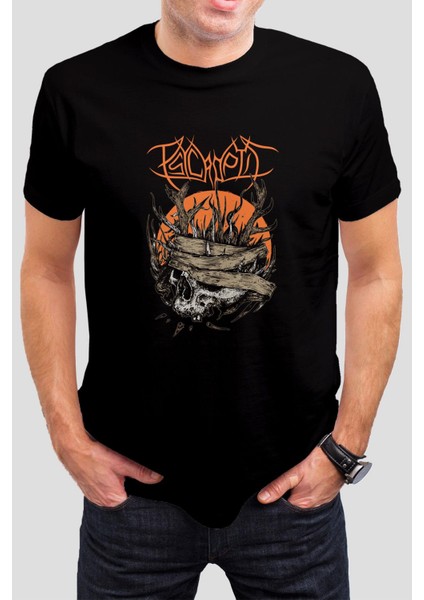 Tasarım Baskılı Siyah Tişört C909