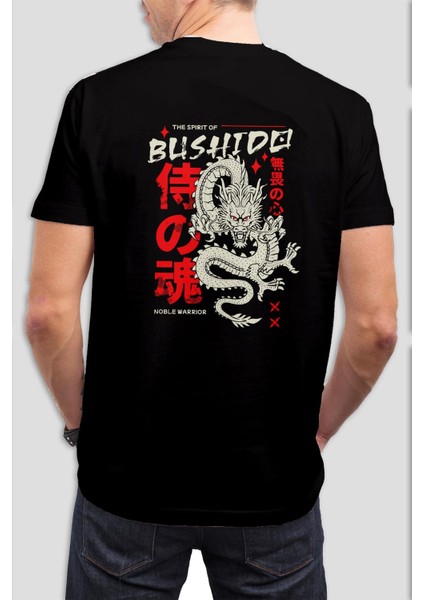 Bushido Baskılı Siyah Tişört C916