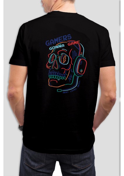 Gamers Baskılı Siyah Tişört C859