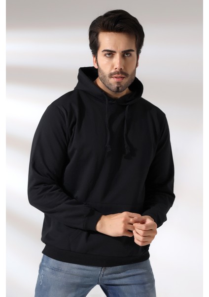Şardonlu Kapüşonlu Sweatshirt 19125 Siyah