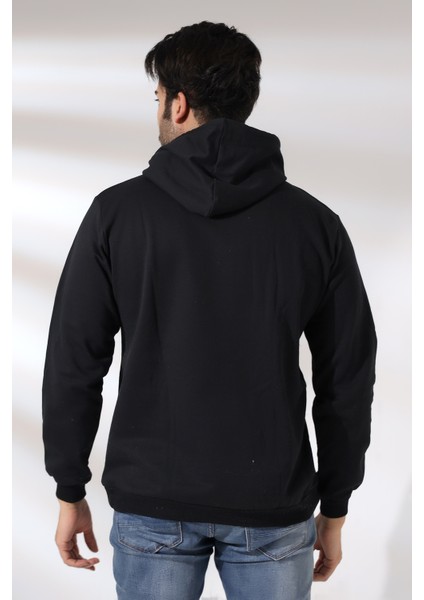 Şardonlu Kapüşonlu Sweatshirt 19125 Siyah